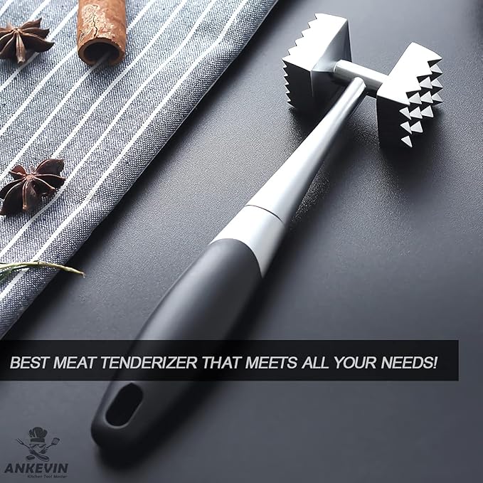 Meat Tenderizer, Dual-Sided Nails Meat Mallet, Meat Hammer Used for Steak, Chicken, Fish,Meat Pounder With Rubber Comfort Grip Handle, 8.8 inches Meat Tenderizer Tool