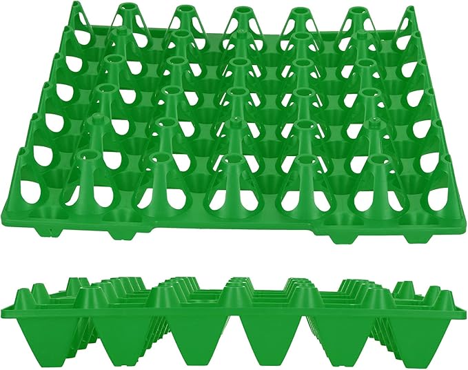 Plastic Egg Flats 30 Cell, 5PCS, Sturdy Stackable Trays for Egg Storage and Transportation - Reusable Durable Design, Space Saving for Home and Farm Use (Green)