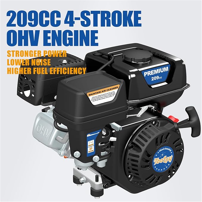 TOOLCY 3200 PSI Gas Pressure Washer, 2.6 GPM Gas Powered Power Washer Reinforced Pump & 209cc OHV Engine, 35FT Pressure Hose, Quick Connect Swivel Pressure Gun, 5 Nozzles for Homes (No Soap Tank)
