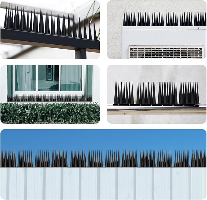 OFFO Bird Spikes Pigeon Outdoor Spikes for Cat Keep Birds Raccoon Woodpecker Away Covers 4 Feet(1.2m), Black