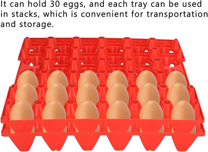 Egg Crates, 30 Cell Egg Tray, Plastic Egg Storage Bulk for Egg Storage Transportation Home Farm Supplies(red)
