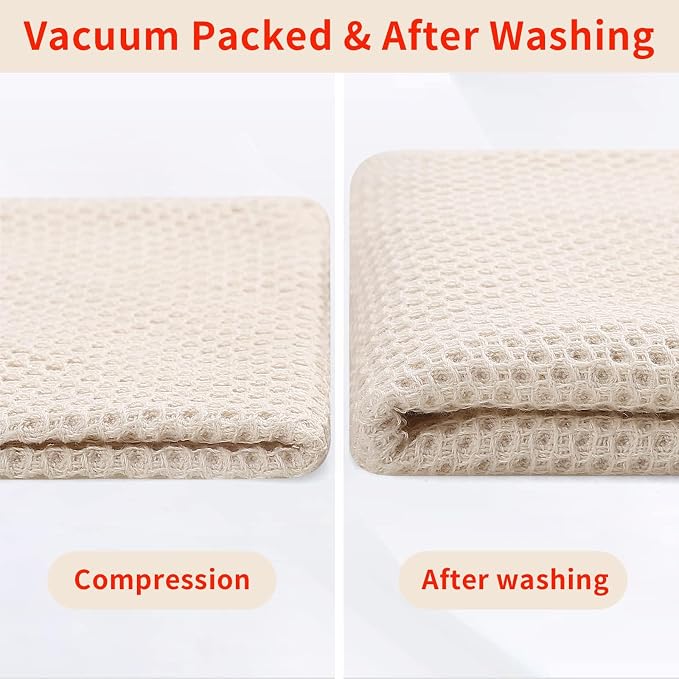 Homaxy 100% Cotton Oversized Waffle Weave Kitchen Towels, 7-Pack, Beige | 20 x 28 Inches, Ultra Soft Absorbent Dish Towels, Quick Drying Large Cleaning Towels