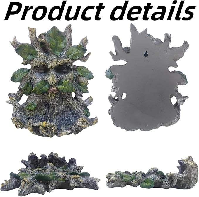 Whimsical Tree Face Garden Decoration ,Tree Faces Decor Outdoor Wallmounted Statue Art with Leaf Features, Outdoor Decor Garden Accessory (Home Decor)
