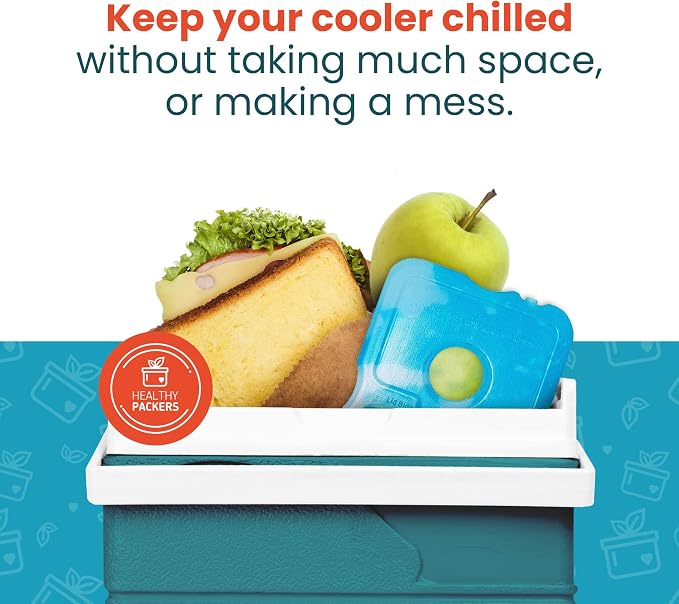 Healthy Packers Ice Packs for Lunch Boxes & Coolers - Freezer Packs - Original Cool Pack | Cooler Accessories for Beach, Camping & Fishing | Slim & Long-Lasting Reusable Ice Pack for Cooler