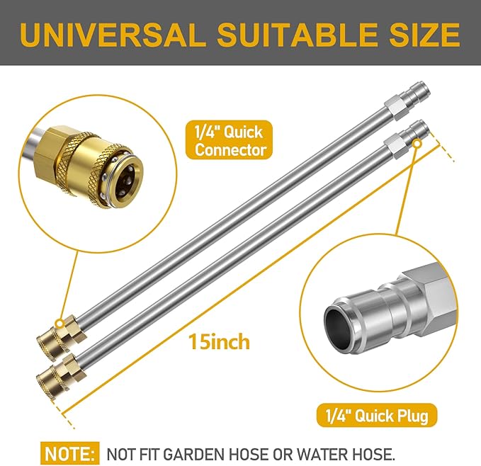EVEAGE 16.5'' Pressure Washer Surface Cleaner, Power Washer Surface Cleaner with 2 Extension Wand, Stainless Steel Housing Power Washer Accessories with 2 Replacement Nozzles, 4000 PSI,EP001