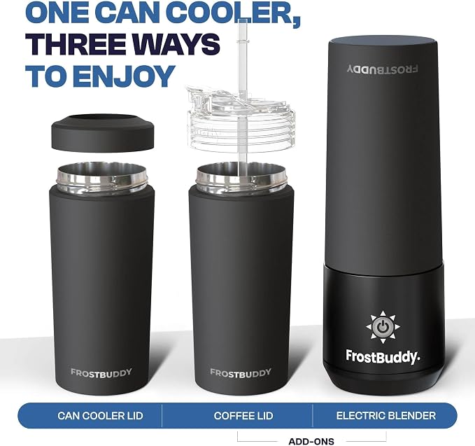 Frost Buddy XL Can Cooler - Fits 12/16/20/24 oz Cans & Bottles | Keeps drinks chilled 12+ hrs | No sweat, no condensation | Fits slim & standard cans | Durable, portable design