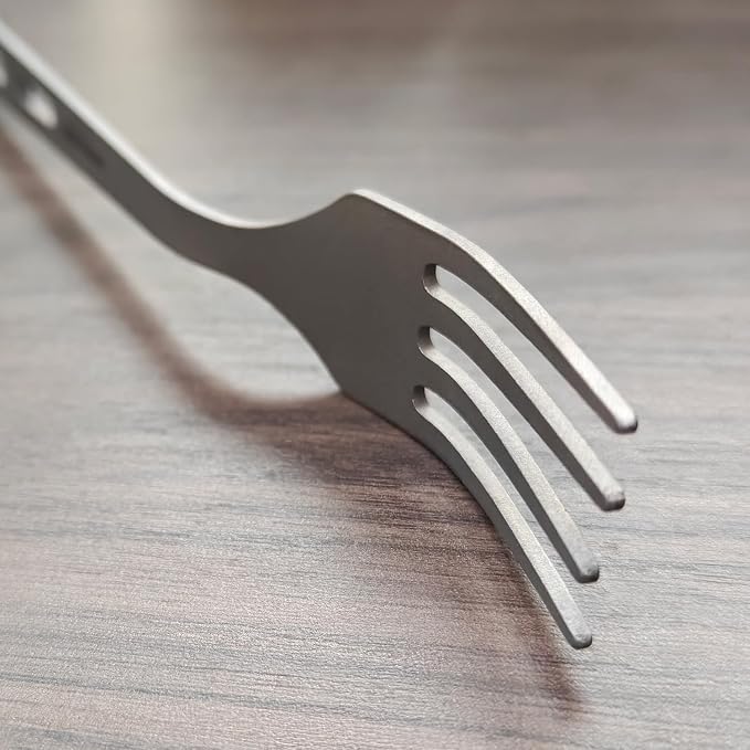 Titanium Fork Spoon Knife Set - Camping Tongs | Ultralight Backpacking Utensils, Travel Cutlery Set, Heat-Resistant & Rustproof, Hiking Survival Gear ((Fork+ Spoon)* 2)