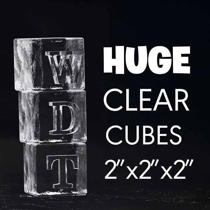 Letter T Monogram Clear Ice Cube Maker, 2" Big Ice Cubes Mold for Whisky and Cocktails, Large Initials Silicone Ice Cube Tray Personalized Gifts for DAD Gifts for Men (Letter T)