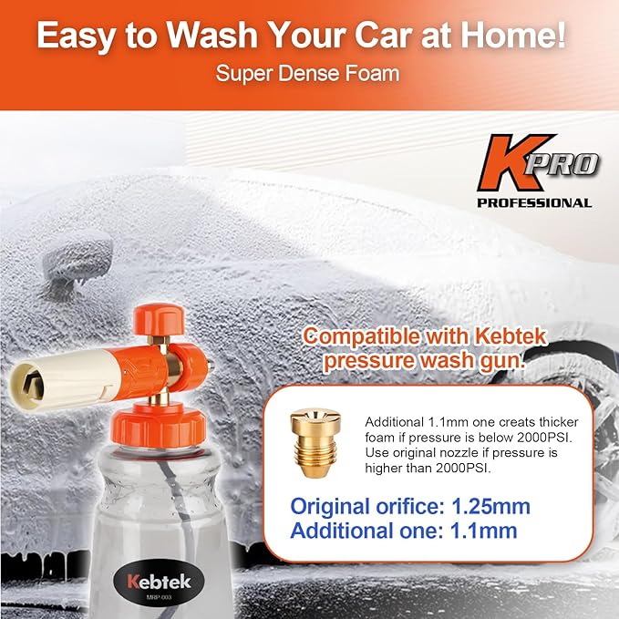 Short Pressure Washer Gun with Swivel 5200 PSI,Power Washer Gun Compatible with Foam Cannon - Car Wash Foam Gun-1/4 Quick Connector, with Nozzle Tips (MRP-003-B-spray Gun+Foam Pot)