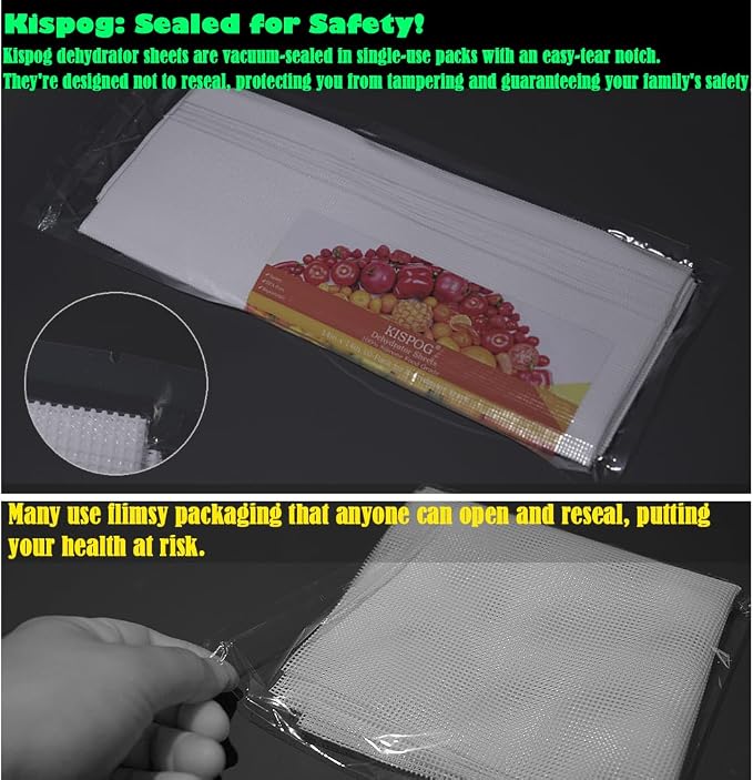 BPA-Free Silicone Dehydrator Sheet for Dehydrator Tray, 15.5x15.5in 10-pack | Non-stick Dehydrator Tray Liners Help Stop Dried Food From Sticking, Lift Food Intact, and Cut Cleanup Time - Dishwasher Safe