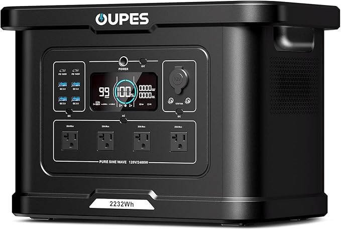 OUPES Exodus 2400 Solar Generator with 100W Panels, LiFePO4 Power Station for Camping, RVs, Home Backup & Off-Grid Adventures