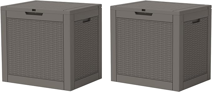 KAMABOKO 31 Gallon Outdoor Storage Box 2 Pack All-Weather Deck Box for Patio Furniture, Package Deliveries, Garden Tools, Pool Supplies & Cushions, Grey
