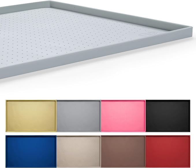 Hubulk Dog Feeding Mat,100% Waterproof Food Grade Silicone Pet Food and Water Bowl Placemat,Dishwasher, High Raised Edge to Prevent Spills,Nonslip Tray to Stop Messes on Floor(24"x16"x0.5", Mist)