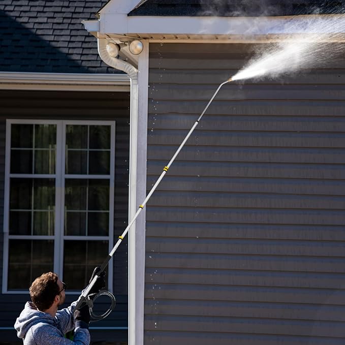 22 FT Telescoping Pressure Washer Wand with Power Washer Extension Wand, Gutter Cleaner Attachment, 5 Spray Nozzle Tips and 2 Hose Inlet Adapters