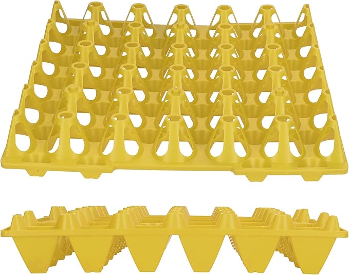 5PCS Egg Flats, Flats, Plastic Chicken Cartonsable 30 Cell Crates Holder Tray Container Sets Reusable Trays for Storage Transportation Each Holds Eggs3 Home Farm SuppliesYellow