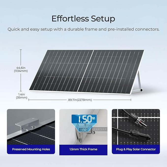 Renogy Solar Panels Bifacial 10Pcs 590 Watt N-Type Monocrystalline 12V 16BB Solar Panel, 25% High Efficiency Solar Module for RV Home Farm Shed Trailer Camper Marine Off-Grid System