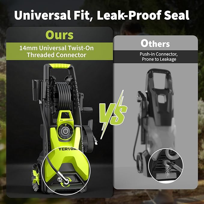 4000 Max Adjustable PSI Pressure Washer, 2 Max GPM Power Washer with 33 FT Hose Reel, Steel Wand, 500ml Foam Cannon, 4-Nozzle Set, Electric Pressure Washer for Cars, Fences, Patios