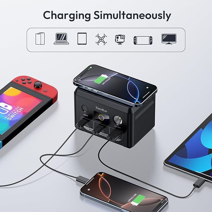 Solar Power Station with Foldable Solar Panel 40W, 110V AC Outlet Camping Portable Solar Generator with Panel, 100W Power Bank USB C Fast Charging Battery Pack for Laptop Smart Device Outdoor Backup