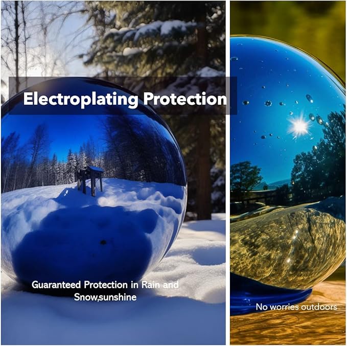 10 Inch Stainless Steel Gazing Globe,v2croft Hollow Ball Mirrored Surface Polished Shiny Sphere,Garden Stainless Steel Gazing Ball for Outdoor Lawn Pond Yard Ornament(Blue)
