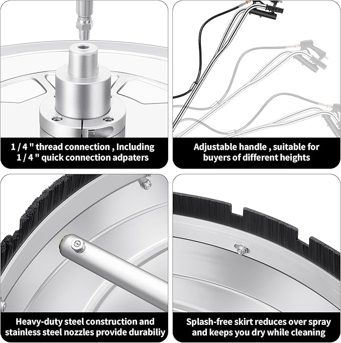 Pressure Washer Surface Cleaner with 7 Nozzles Spray Bar - Stainless Steel Surface Cleaner for Pressure Washer Attachment for Concrete, Patio, Sidewalk, Deck and Driveways (30 Inch Water Broom)
