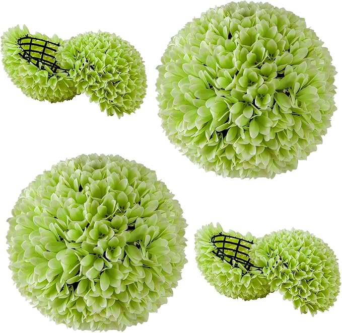 Goplus 11 Inch Topiary Balls Artificial Outdoor Set of 2, Faux Boxwood Ball, Fake Plant Sphere, Round Artificial Plant Balls for Front Door, Porch, Backyard, Balcony, Home Décor (Green)