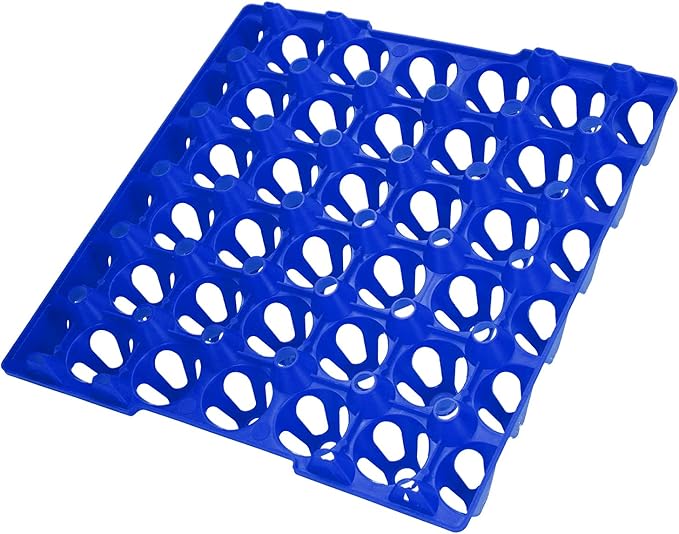 Aramox 30 Cell Plastic Egg Flats, Sturdy Egg Crates Holder Tray for Storage Transportation, with Stackable Design for Home Farm Supplies (Green) (Blue)