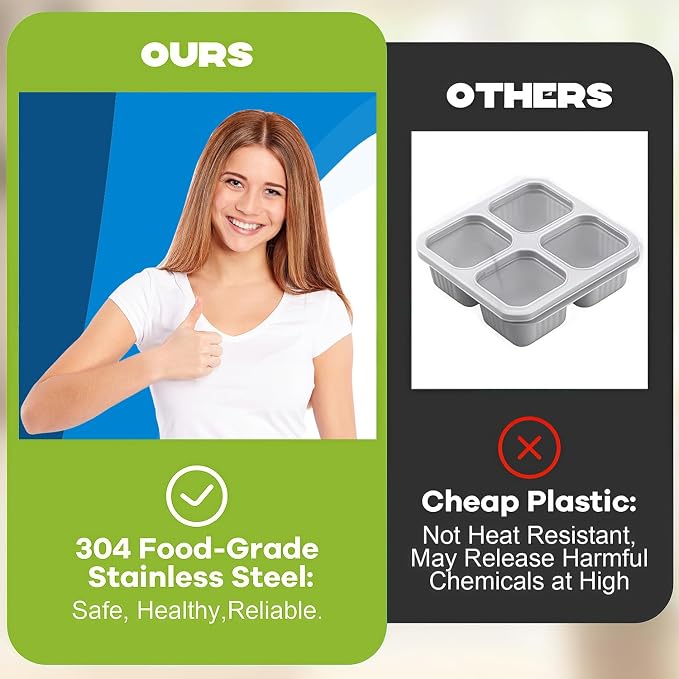 3 Pack Bento Box, Stainless Steel Snack Containers With Lids, Leak Proof Metal Lunch Box with 3 Compartments, Stackable Food Storage Container for Work, Travel, Dishwasher Safe