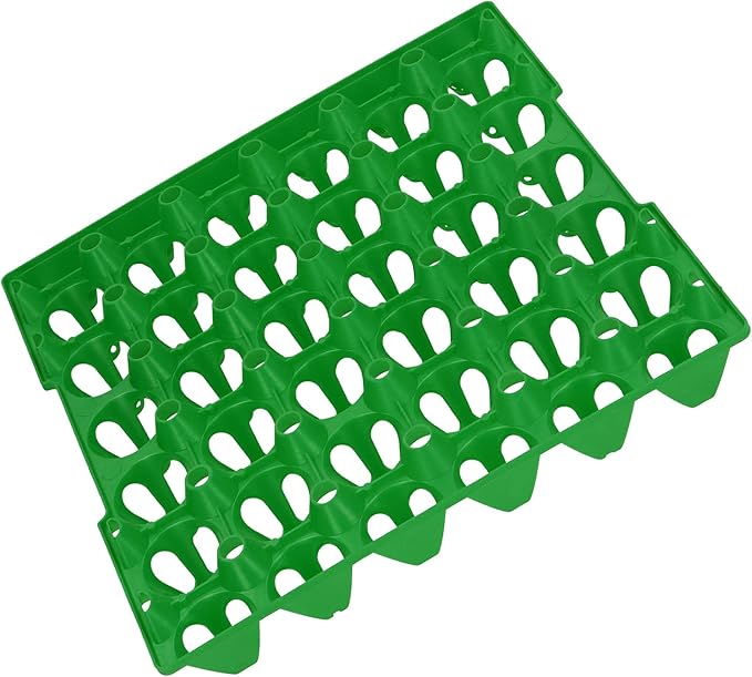 Rengue Plastic Egg Holder, 5PCS Egg Flats Storage Container, Stackable Crates with 30 Cell Capacity for Home Farm Use (Green)