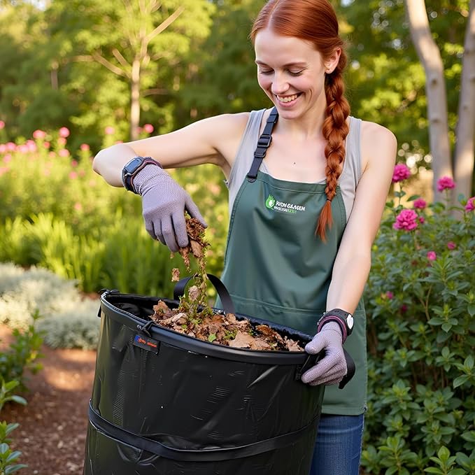YUDI & GARDEN 45 Gallon Collapsible Garden Bag|Collapsible Trash Can|Camping Trash Can,Black,for Collecting Weeds, Party and Yard Waste