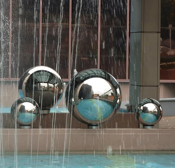 Nerien Gazing Ball, Stainless Steel Garden Mirror Globe, Polished Ornament Sphere, Hollow Floating Reflective Hemisphere, for Home Outdoor Pond Housewarming Swimming Pool Decoration, Silver, 10Pcs