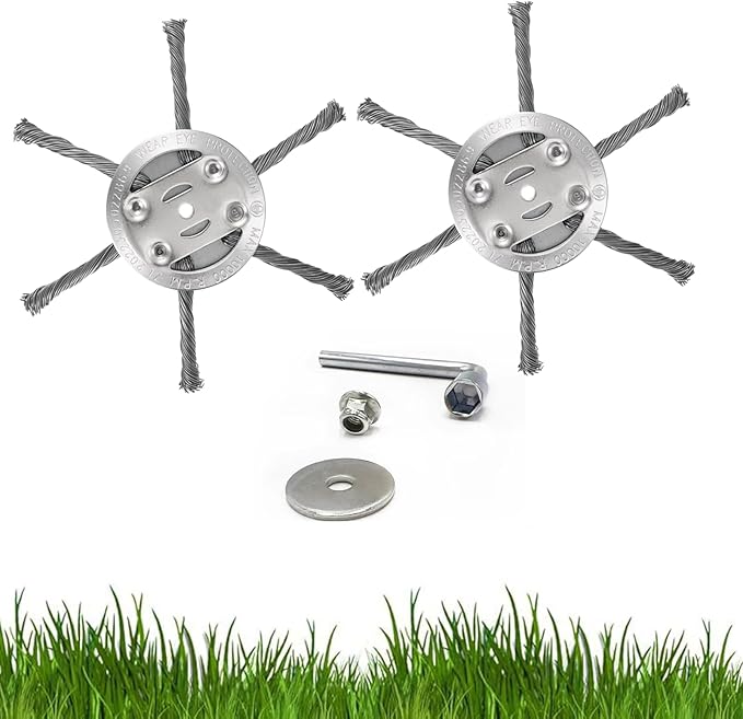 QNHMPW 2PCS Steel Wire Grass Trimmer Head,6 Inch Universal Steel Wire Weed Trimmer Head,for Electric & Cordless String Trimmers,Applicable to Most Lawn Mower