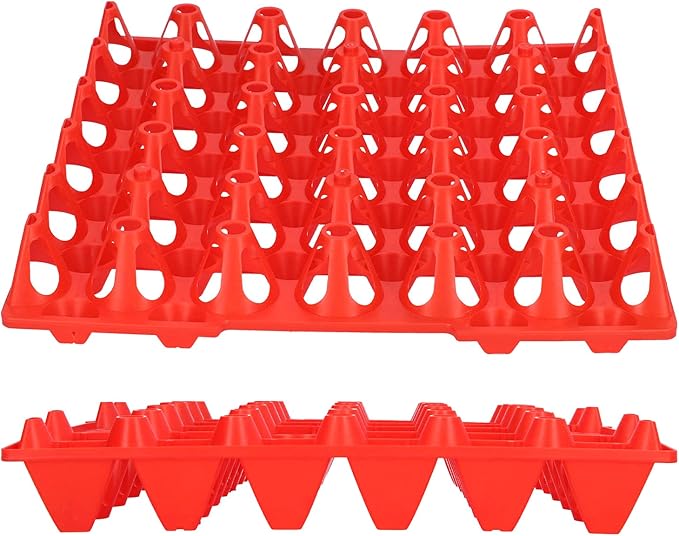 5PCS Egg Flats - 30 Cell Plastic Egg Crates Holder Tray for Storage & Transportation - Durable & Reusable Storage Solutions (Red)