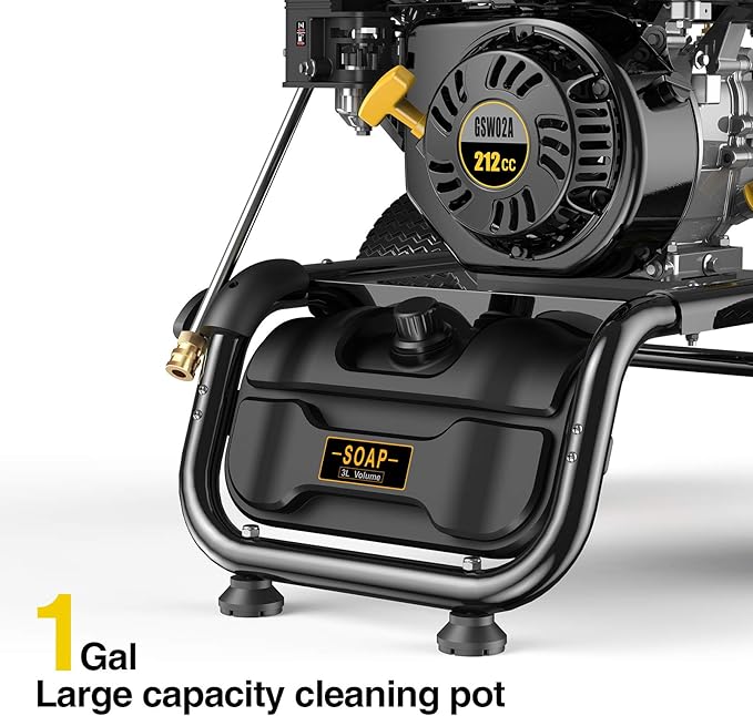 BLUBERY Gas Pressure Washer, 3500 PSI Pressure Washer,2.6 GPM Heavy Duty Power Washer, 30 feet Pressure Hose&Soap Tank,4-Stroke OHV 212cc Engine,Portable Industrial Style,Black