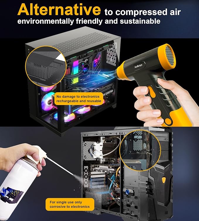 Cordless Electric Compressed Air Duster - 150000 MRP Electric air Blower for Cleaning Keyboard, PC, Cameras, Electric Air Pump for Inflatable Cushions, Air Mattress Beds, Boats, Swimming Ring