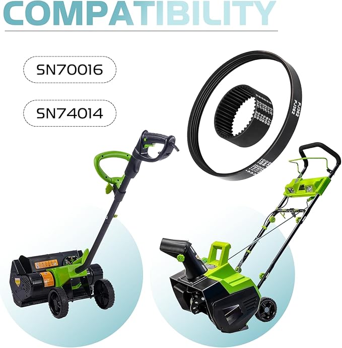Electric Snow Shovel Drive Belt for Earthwise Snow Blower SN70016 SN74014, Snow Remover Belt Kit Includes Auger Drive Belt & Motor Toothed Belt Snow Blower Replacement Parts