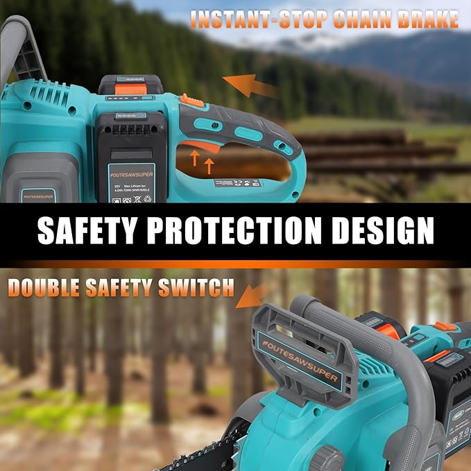 16-Inch Electric Chainsaw Cordless, Battery Powered Chainsaw with Brushless Motor, 2 * 20V DC 4Ah Batteries and Charger, Automatic Chain Refueling for Wood Cutting And Tree Trimming
