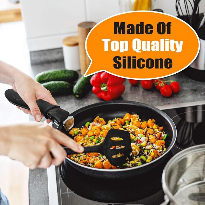 10pcs Cast Iron Handle Cover, Silicone Hot Handle Holder, Heat Resistant Cast Iron Skillet Handle Covers Potholder for Frying Pans and Griddles Kitchen Supplies | Non-Slip Heat Resistant Cast Iron Skillet Covers Potholder for Frying Pans and Griddles K...