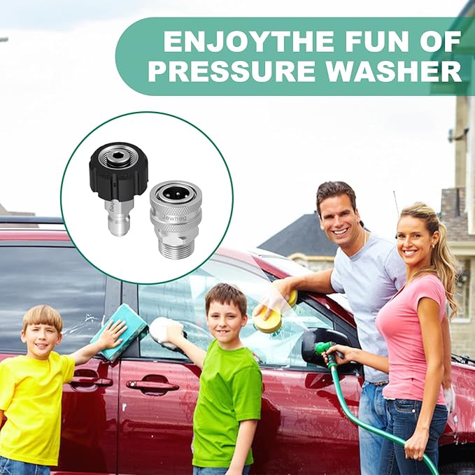 2025 upgraded version,Pressure Washer Quick Connect Kit, Stainless Steel Pressure Washer Adapter Set, M22 Swivel 14mm to 3/8 Inch Quick Disconnect,3/4 Inch Hose Fittings