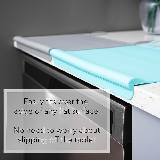 Table Tyke Placemat XL Silicone Baby Placemat with Teething Edge Bumper - Waterproof Toddler Table Mat for Eating, BPA Free, Dishwasher Safe (Sky Blue)