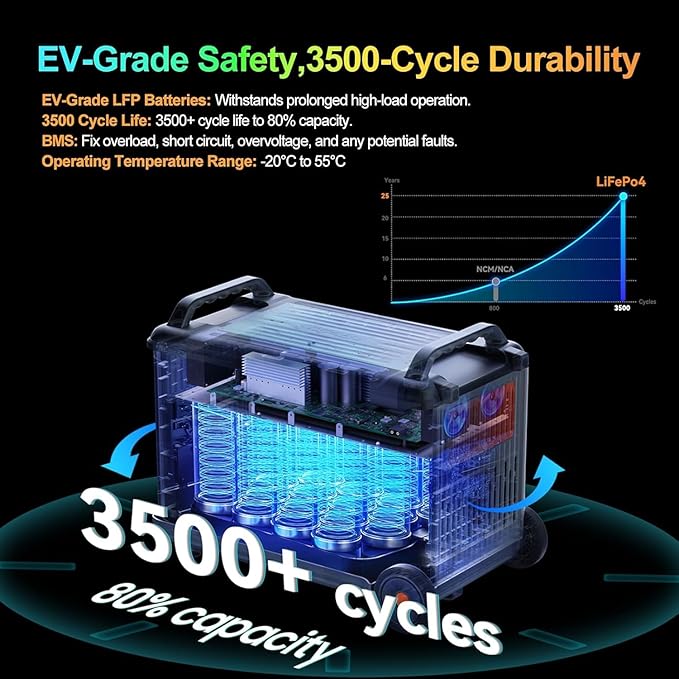 OSCAL Promax6000 120V/240V Solar Generator 6000W(Peak 7200W) with 3x200W Solar Panel,Dual Voltage 3600WH Lifepo4 Battery Portable Power Station with 14 Outlets,2200W 1.96H Fast Charge,for Home Backup