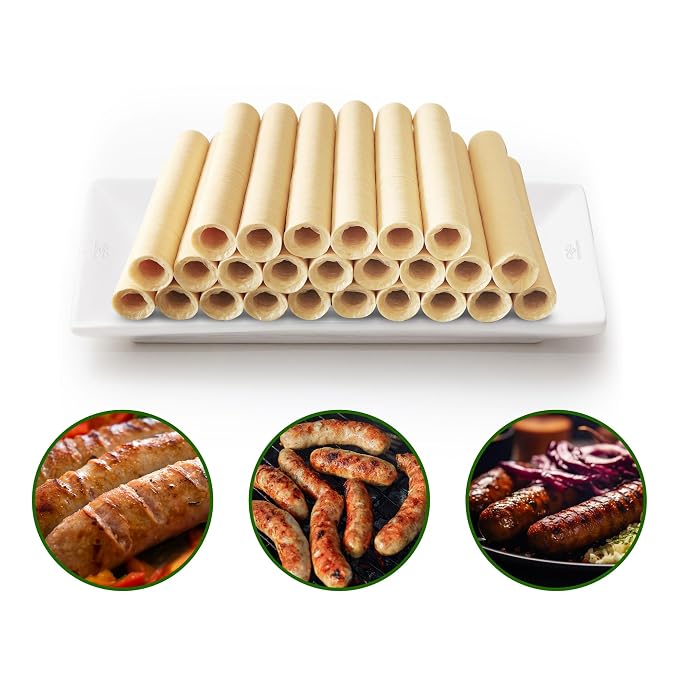VONSYONG HALAL Sausage Casing, Grade A Edible Drying Collagen Sausage Casings for Flavorous Homemade Sausages 15m/49ft,Diameter 32mm/ 1 1/4'',1 Roll