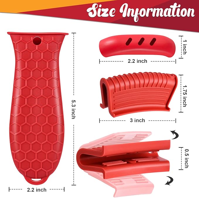 10Pcs Cast Iron Handle Cover, Silicone Pot Holders | Non-Slip Heat Resistant Cast Iron Skillet Covers Potholder for Frying Pans and Griddles Kitchen Supplies under 400℉