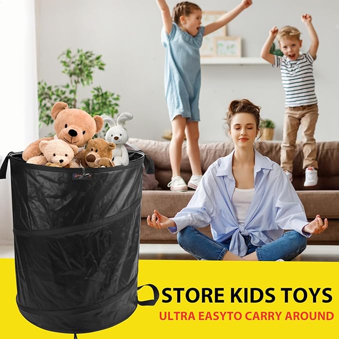 YUDI & GARDEN 45 Gallon Collapsible Garden Bag|Collapsible Trash Can|Camping Trash Can,Black,for Collecting Weeds, Party and Yard Waste