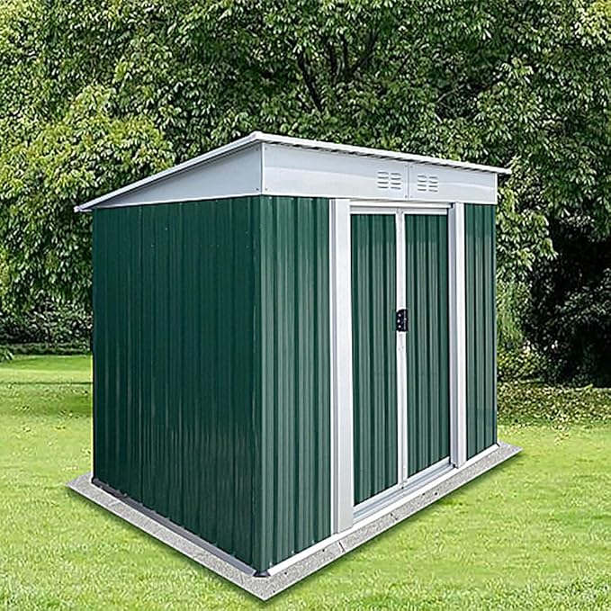 Outdoor Vertical Metal Storage Shed 5 x 3 Feet, Corrosion Resistant Steel with Sliding Door Suitable for Garden Bike, Tool Metal Storage Shed (Green)