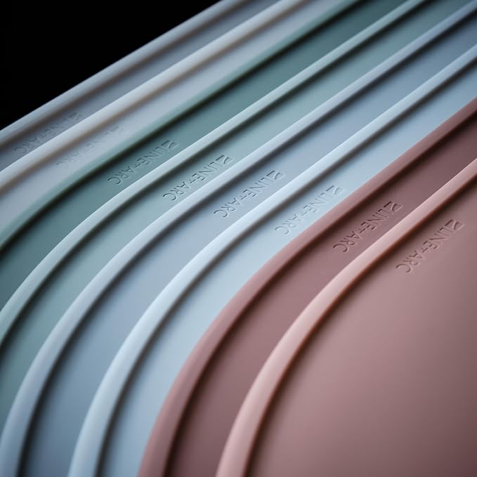 LINE+ARC Oval Silicone Degrē Placemats, Chalk (20.5"x13", Set of 2) | Modern dining table mats with 3mm raised spill rim, waterproof, heat-safe, stain-resistant, non-slip design, white
