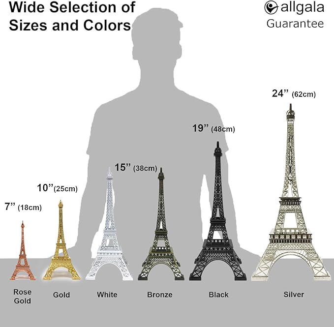 allgala 19 Inch 48CM Eiffel Tower Statue Decor Alloy Metal-Black (EF19-86192)