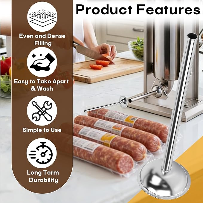 2-Pack 10mm Stainless Steel Sausage Stuffing Tubes for #5 Sausage Stuffer | Fit to Homemade Snack Sticks & Breakfast Links, Slim Sausage Stuffing Horn,For Manual/Electric Meat Sausage Stuffer