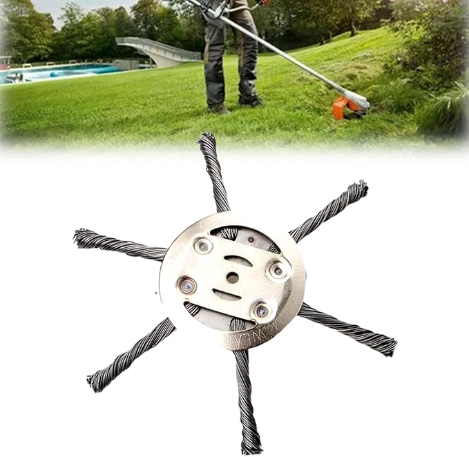 2025 New Steel Wire Grass Trimmer Head, 6 Inch Universal Steel Wire Trimmer Head with Adapter, String Trimmer Replacement Head for Electric Cordless Lawn Mower Tray (1PC 6 Blades(6 Inch))