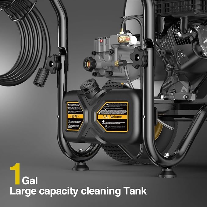BLUBERY Gas Pressure Washer, 3600 PSI Pressure Washer,2.7 GPM Heavy Duty Power Washer, 30 feet Pressure Hose&Soap Tank,4-Stroke OHV 212cc Engine,Portable Industrial Style,Black