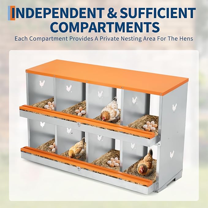 8 Compartment Chicken Nesting Box, Nesting Boxes for Chickens, Chicken Laying Boxes to Protect Eggs, Easy to Clean